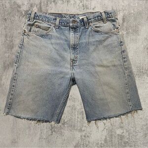 men’s orange tab 501 relax cut off shorts
